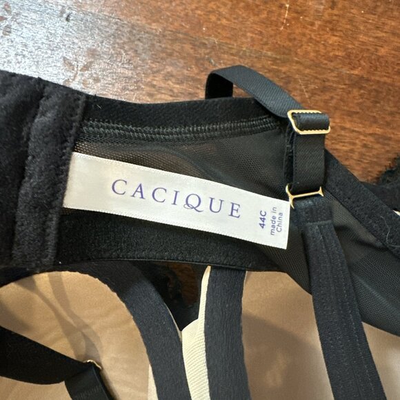 Cacique Black Lace Halter Underwire Bra Size 44C - Picture 5 of 6